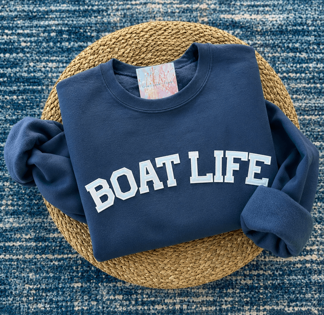 “BOAT LIFE” Navy Blue Sweatshirt- XL