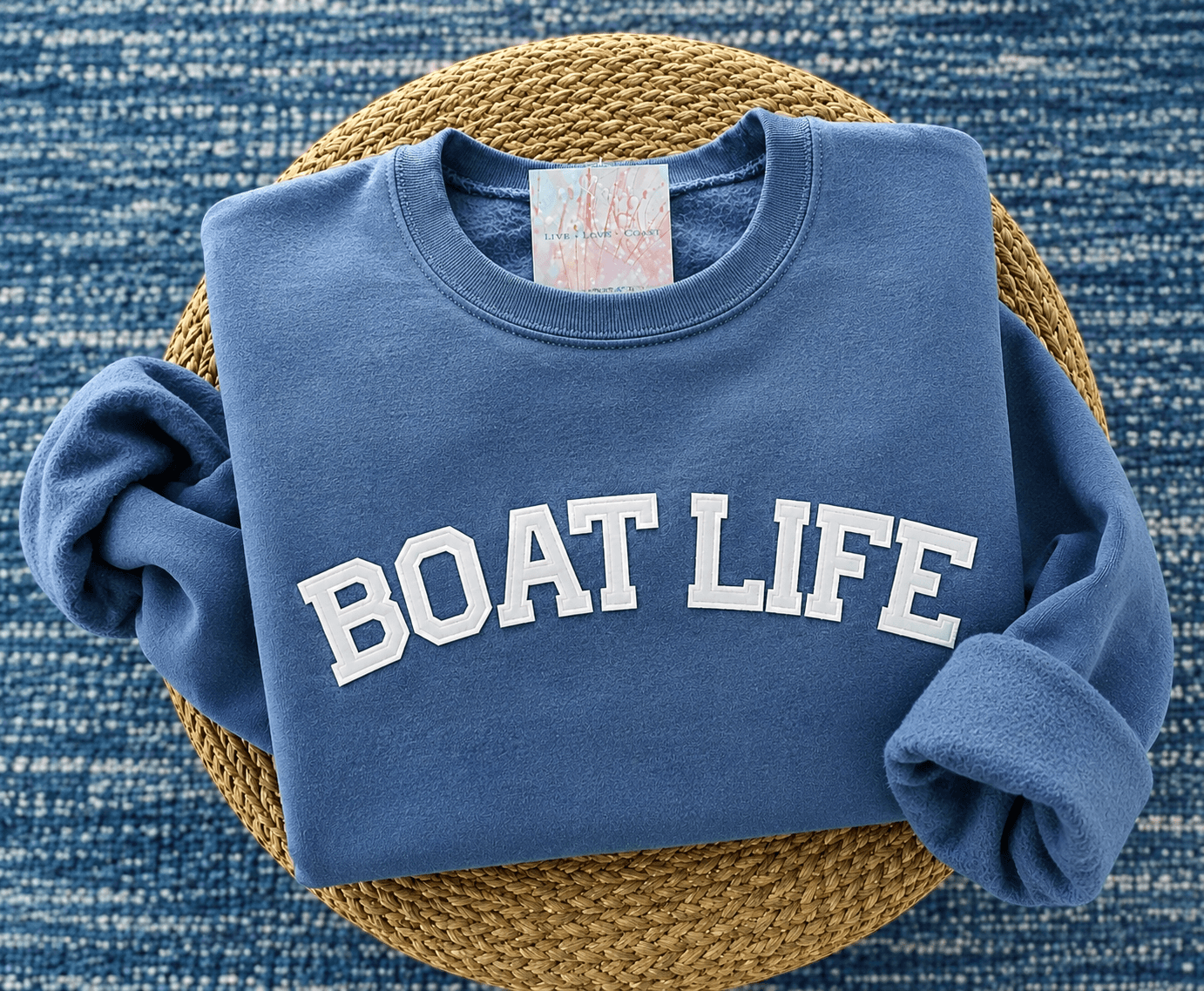 “BOAT LIFE” Denim Blue Sweatshirt -XL