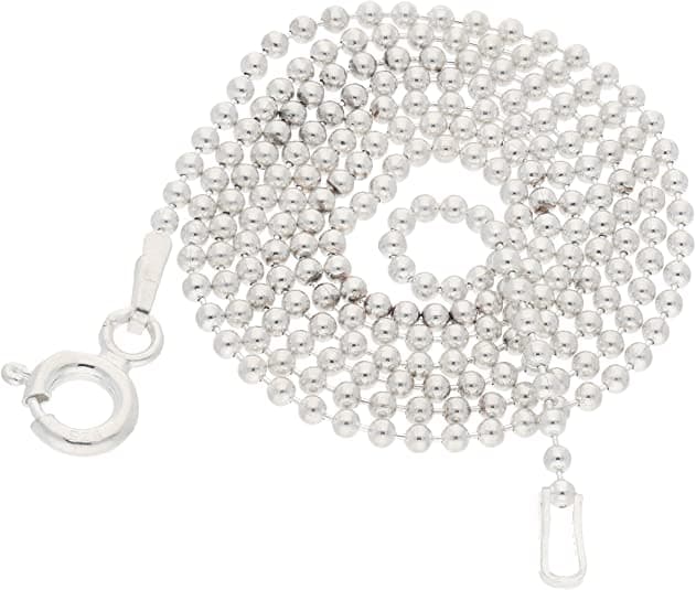 18 in Sterling Silver Bead or Ball Chain Necklace Made in Italy