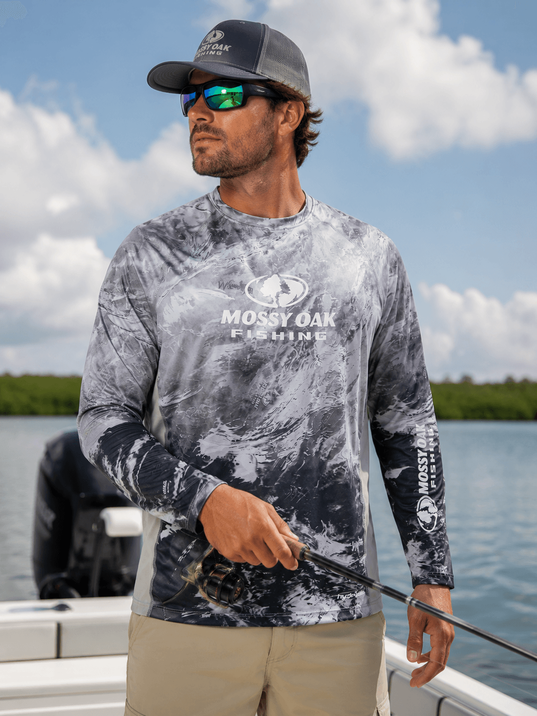 Mossy Oak - Grey & Black Waves Performance Angling Shirt - XL