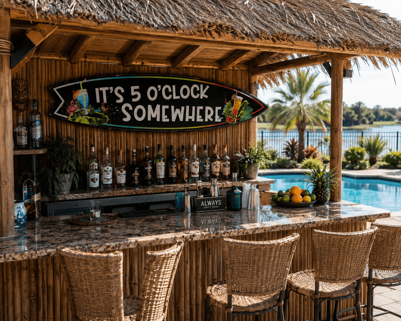 It's 5 O'CLOCK Somewhere Surf Board Wall Accent