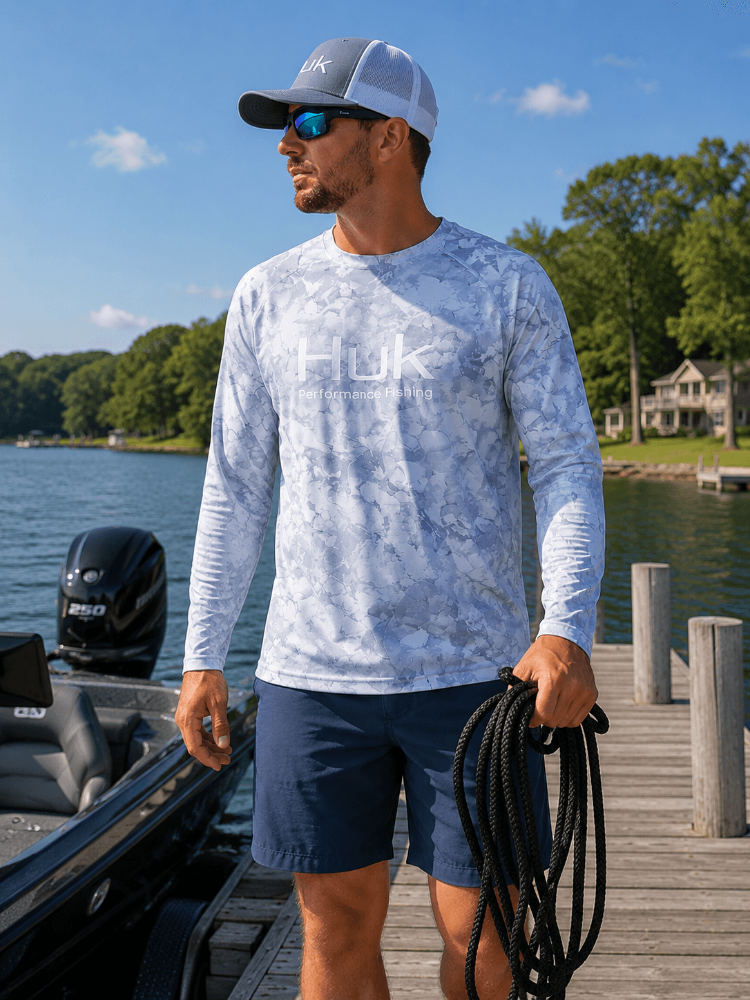 Huk Performance Fishing Long Sleeve Shirt – Glacier Camo - XL