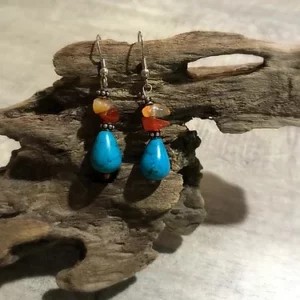 Turquoise & Agate Stone/Drop Earrings