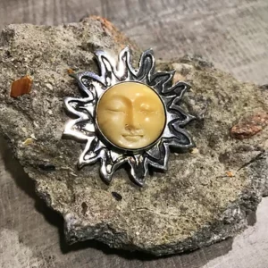 Tagua Nut Carved Sun Face Pendant