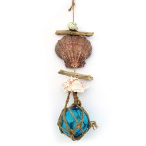 Driftwood Garland with 4" Nautical Light Blue Glass Float