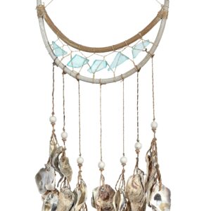 Handcrafted Coastal Sea Glass and Oyster Shells Garland