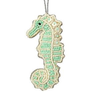 Handcrafted Mint Green Beaded Seahorse Ornament