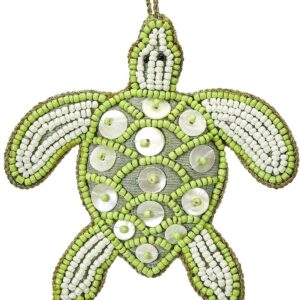 Handcrafted Lime Green Sea Turtle Beaded Ornament