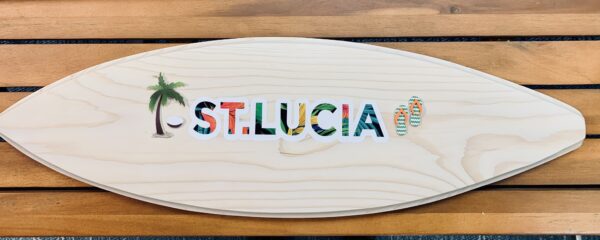 St. Lucia Handcrafted Whitewashed Wooden Surfboard