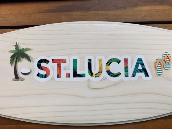 St. Lucia Handcrafted Whitewashed Wooden Surfboard - Image 3