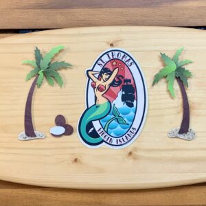St Thomas Virgin Islands Handcrafted Wooden Surfboard - Mermaid Edition