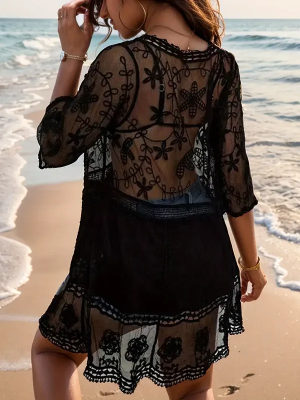Beach Boho Dress and Cover-Up in Black Lace - Image 4