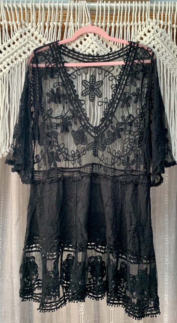 Beach Boho Dress and Cover-Up in Black Lace - Image 3