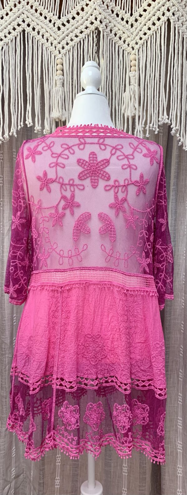 Beach Boho Dress and Cover-Up in Vivid Pink Lace - Image 4