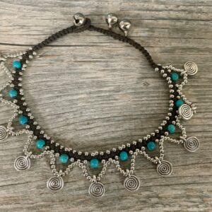 Handmade Bohemian Silver Anklet Bracelet.